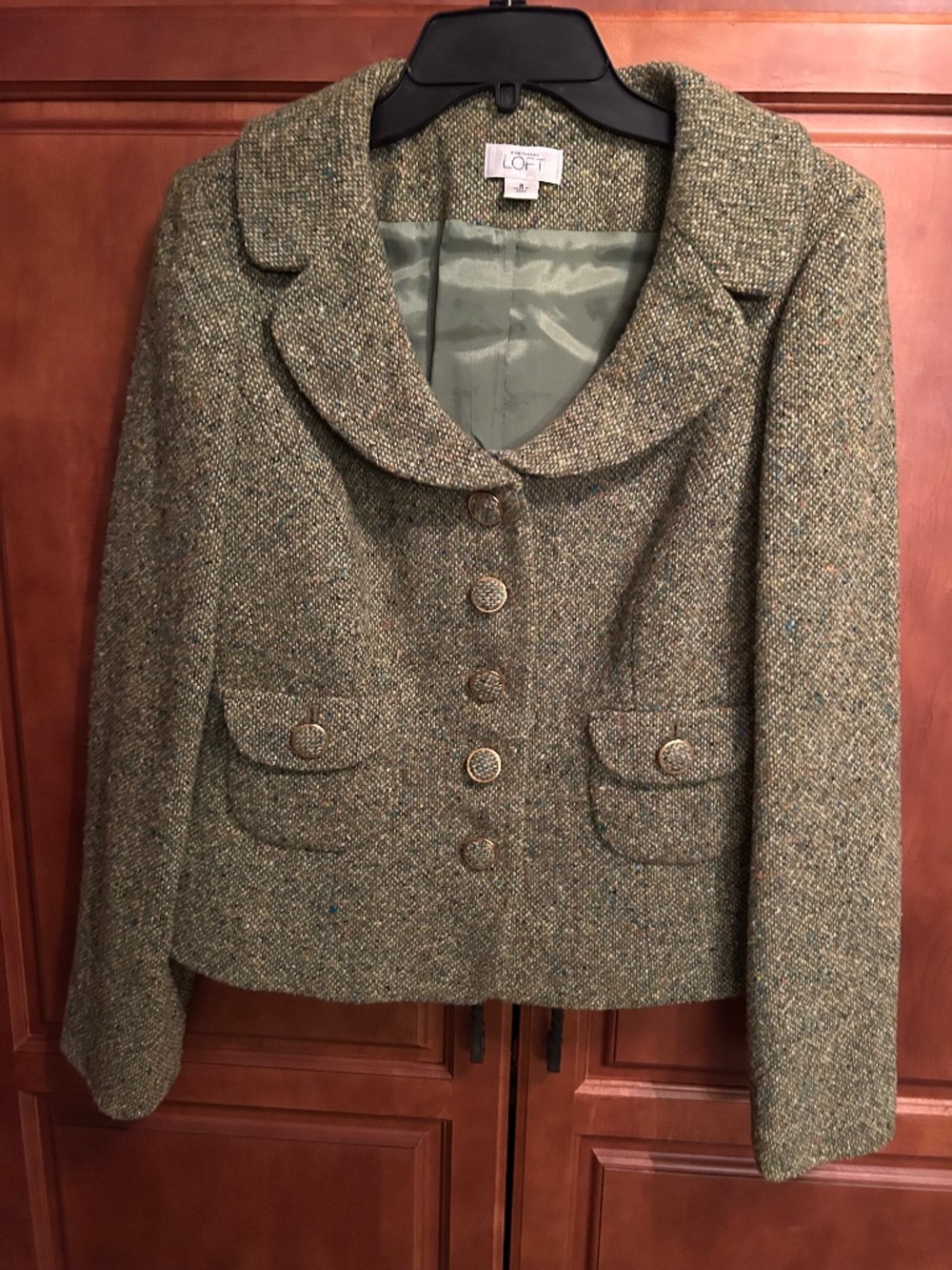 Ann Taylor LOFT Green Tweed Jacket Size 8 - Picture 1 of 4